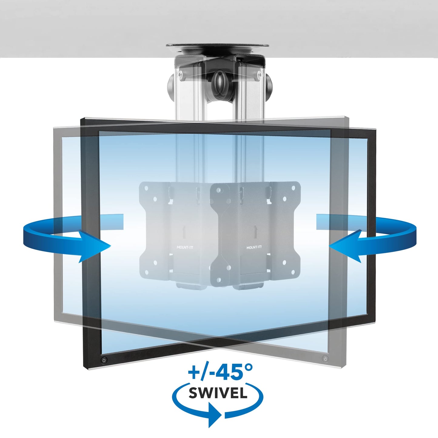 Mount-It! Folding Ceiling TV Mount | Flip Down and Under Cabinet TV Bracket for Compact Screens 13-27 Inch | Space-Saving Tilt and Swivel Design |