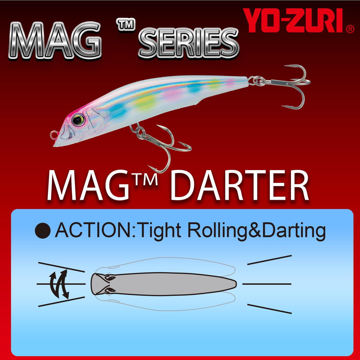 Yo-Zuri Mag Darter, Floating, 6-1/2 Inch, 165mm, Black Back