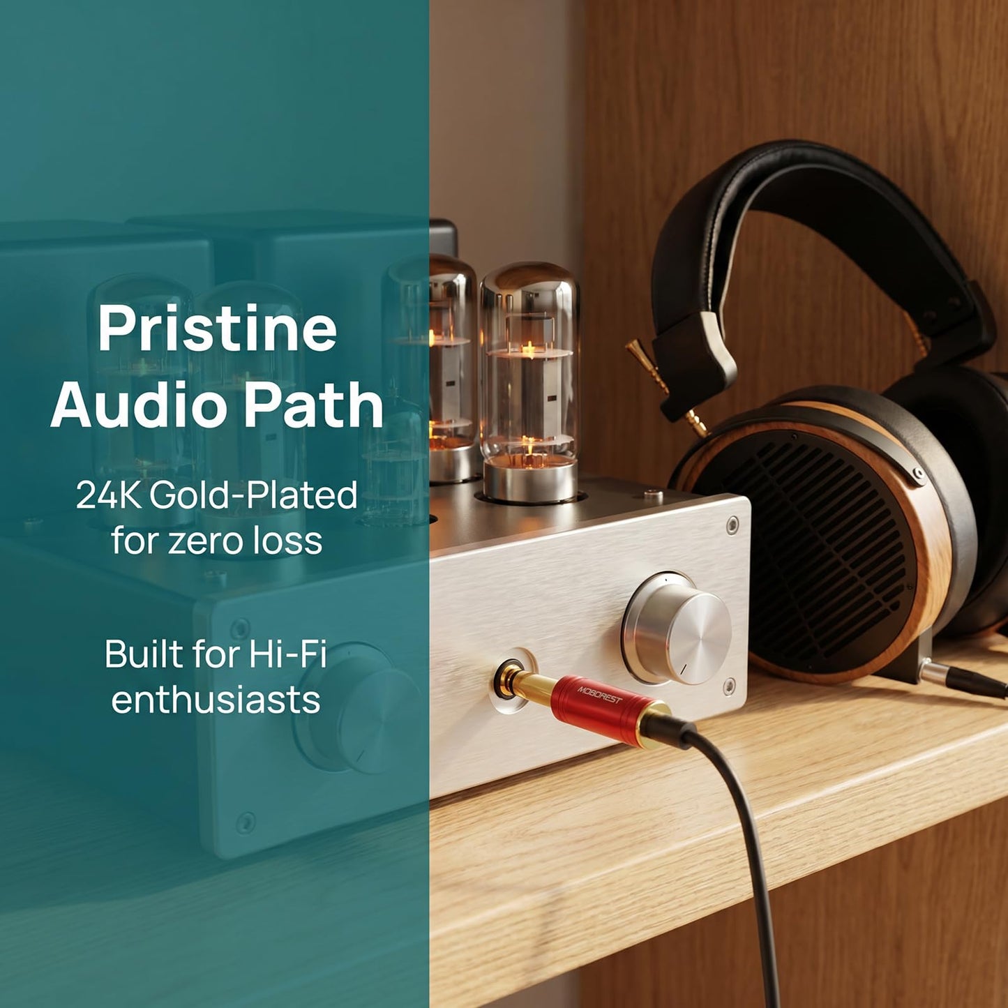 MOBOREST 1/4 to 1/8 Headphone Adapter 2-Pack - 6.35mm Male to 3.5mm Female Stereo Audio Jack Converter, Pure Copper Gold Plated for Guitar Amp, Mixer