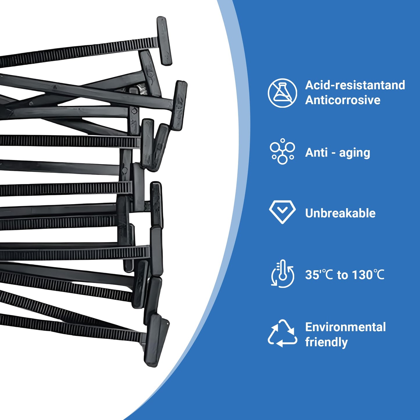 50PCS Universal Cable Tie Clips with Button Head Zip Ties - Durable Zip Tie Cable Clips with Buckle, Strong Nylon Cable Tie Buckles for Home, Office