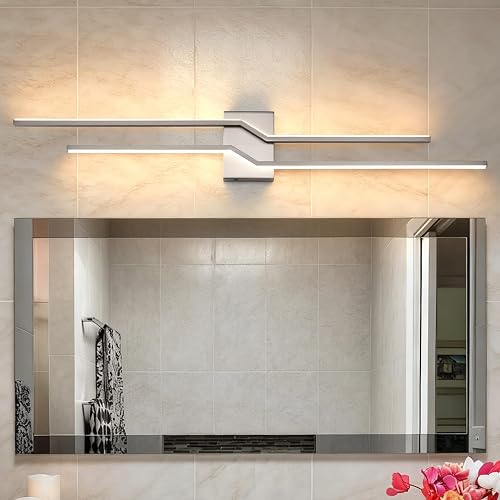 Pasoar 39.4 Inch Vnaity Lighting Led Bathroom Lights Over Mirror Brushed Nickel Dimmable 5CCT 36W Modern Bath Vanity Lights Bar Wall Sconces