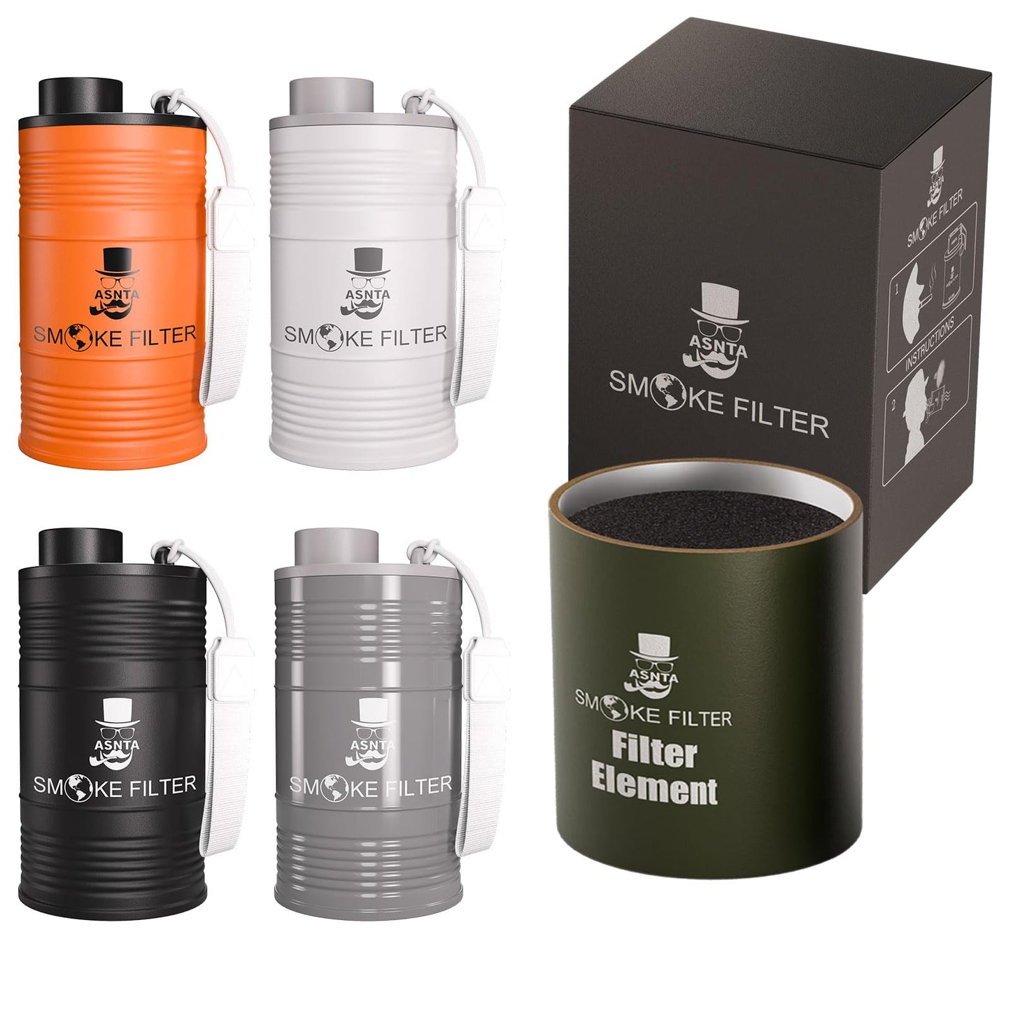 ASNTA Metal Housing Personal Filter - Effectively Captures Smoke and Removes Odors,Long-Term Use, Equipped with Replaceable Cartridge (Filter)