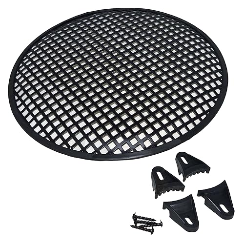 The Wires Zone Steel Speaker Subwoofer Subwoofer Black Waffle Mesh Grill Cover w/Clips & Screw (12-Inch)