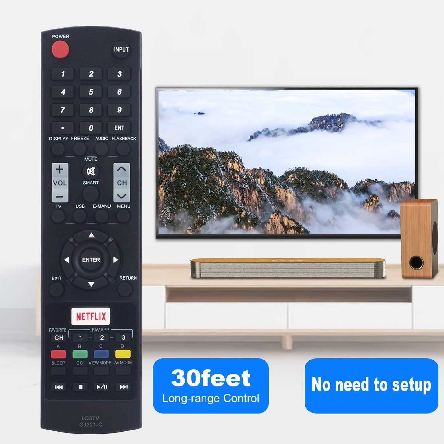 GJ221-C Replaced Remote fit for Sharp LCD TV LC32LE653U LC-32LE653U LC40LE653U LC-40LE653U LC43LE653U LC-43LE653U LC48LE653U LC-48LE653U LC55LE653U