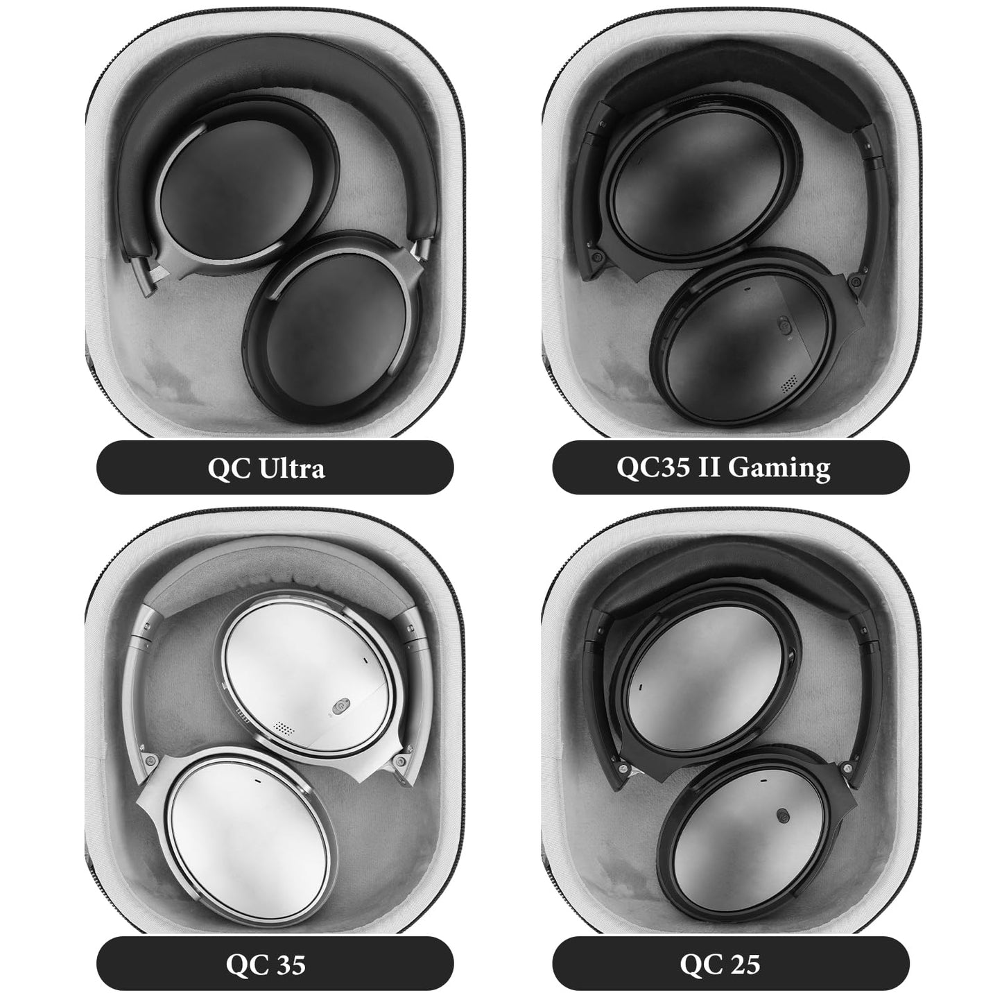 Geekria Shield Headphones Case Compatible with Bose QC Ultra II, QC 45/35 II Gaming and More, Replacement Hard Shell Travel Carrying Bag with Cable