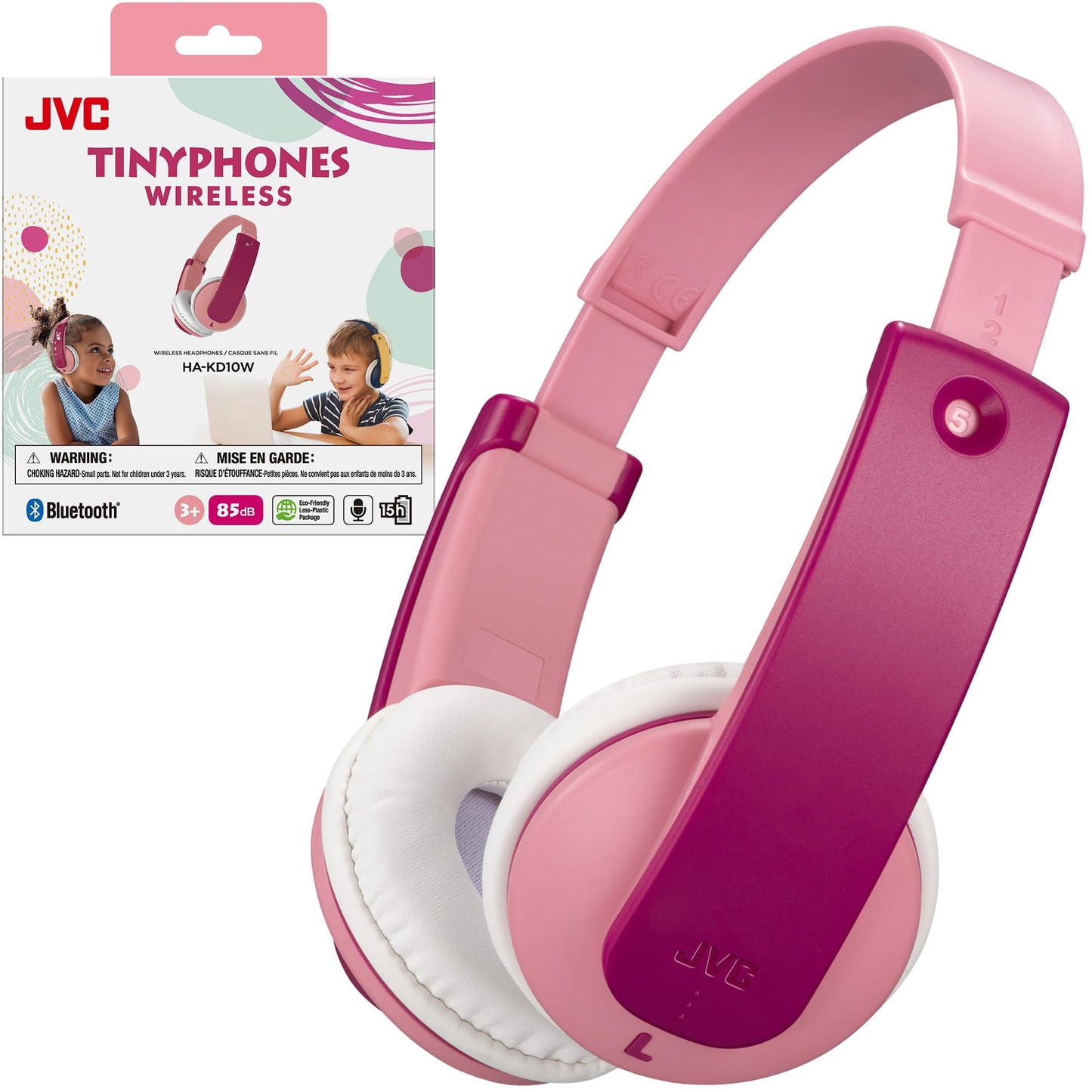 JVC Bluetooth Kids Headphones, 16 Hours Play time, Active Volume Limiter, Comfortable and Easy-to-Clean Soft Ear Pads, 7-Step Length Adjuster, Fun…