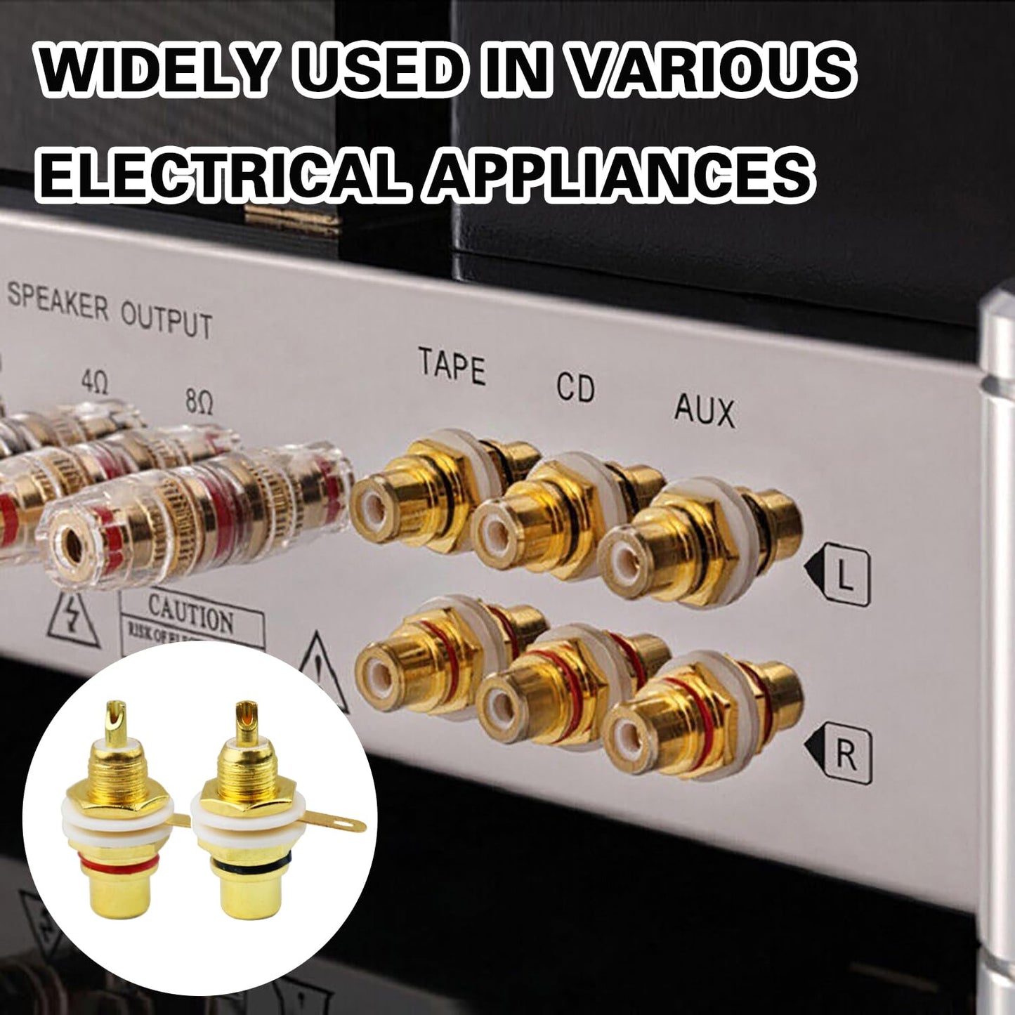 Bntyok 12 Pack Solderable RCA Panel Mount Female Jack, Gold Plated Chassis Socket Connector for Amplifier Terminal