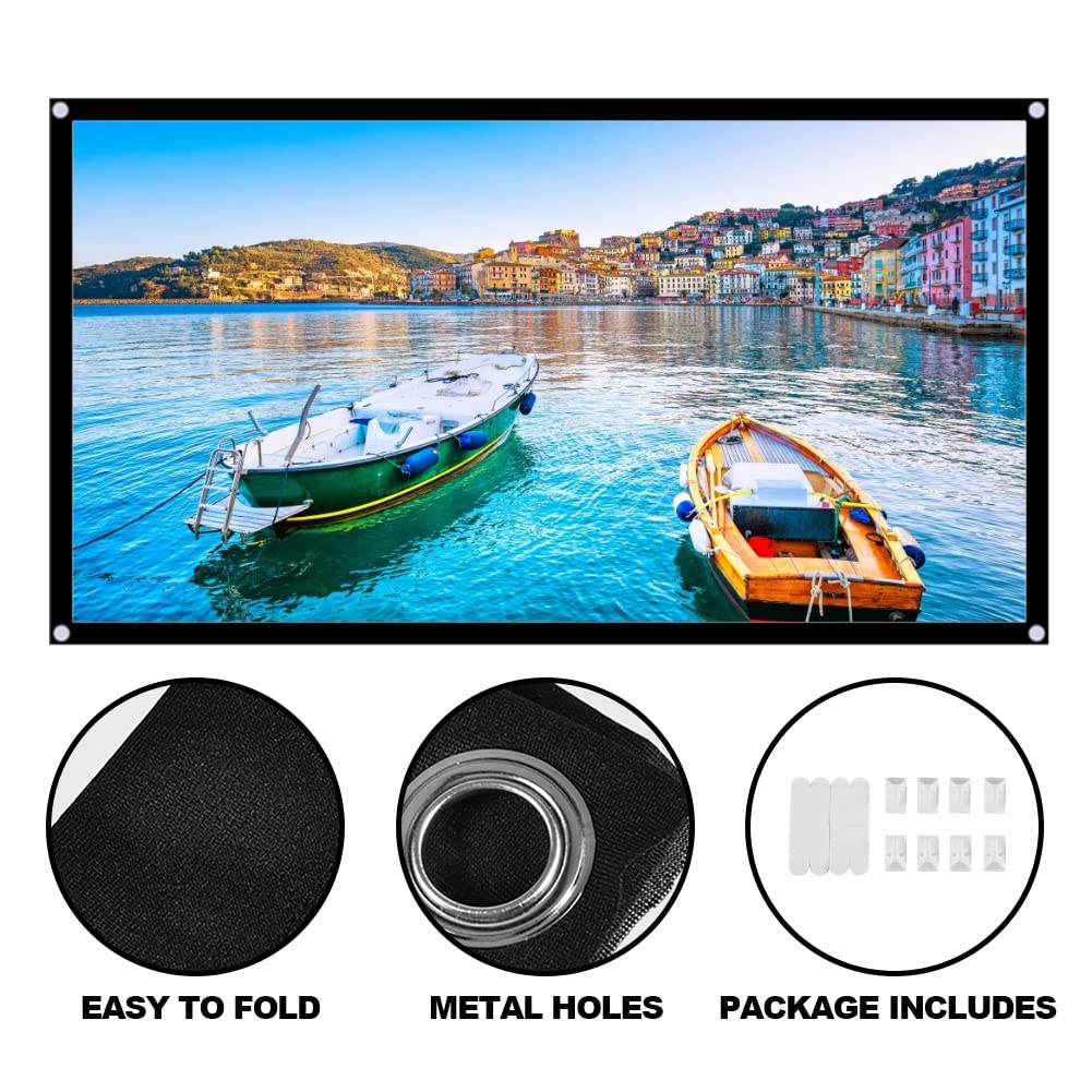 60" Projector Screen, 60inch Small 16:9 HD Foldable Anti-Crease Video Projection Screen, Portable 4:3 Outdoor Indoor Home Theater Projector Curtain