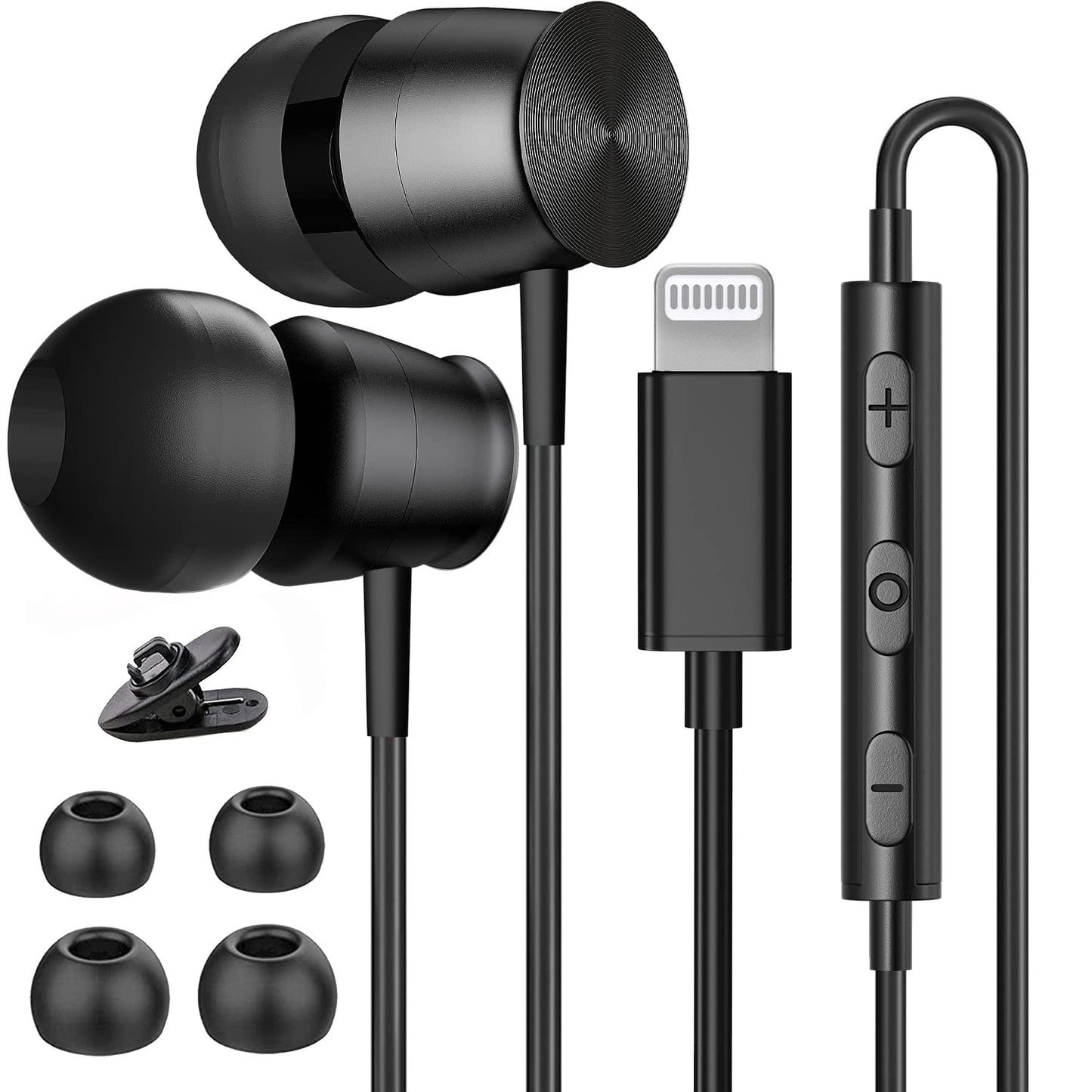 Lightning Headphones for iPhone 13 14 12 Pro Max MFi Certified Lightning Earbuds with Mic Noise Isolation Stereo Bass in-Ear Headphones Lightning