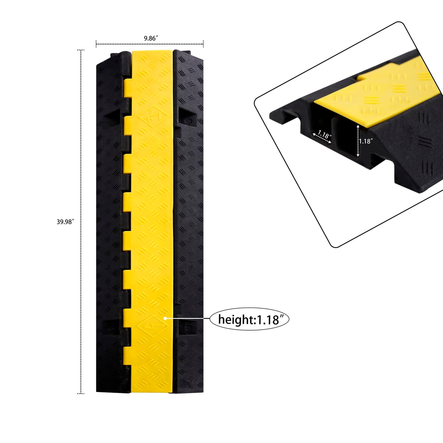 YONSHENG Rubber Cable Ramp Cord Cover Cable Protector Ramps Wire Hose Protective 22000Lbs Load Capacity Traffic 2 Channel Speed Bump for Asphalt