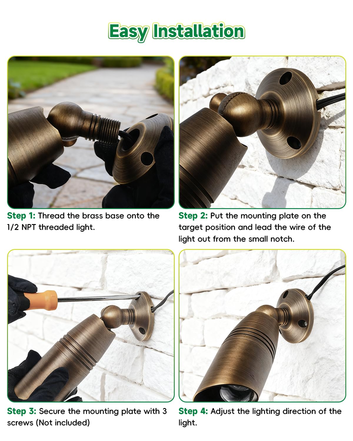 Makergroup Sturdy Cast Brass Landscape Lighting Mounting Base, Outdoor Light Mounting Plate, Surface Mounting Plate, Low Voltage Landscape Lighting