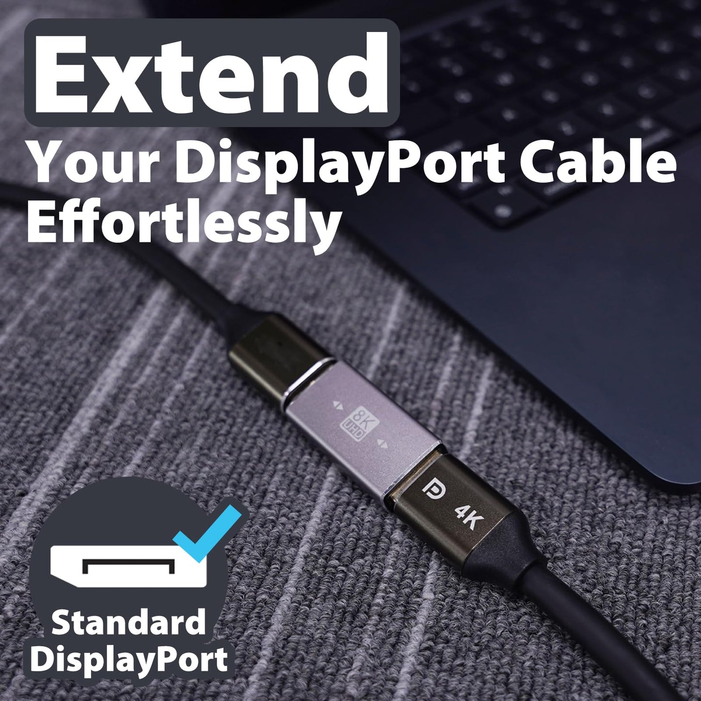 Cyberguys 2-Pack 1.4 DisplayPort Coupler, 8K@60Hz DP Female to Female Extension Adapter Connector Display Port Extender, HDR10, 32Gbps High-Speed