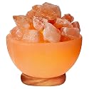 Himalayan Glow Natural Pink Salt Lamp Bowl with Crystal Chunks | Hand-Carved Himalayan Salt Lamp for Air Purification & Calming Ambiance | Home