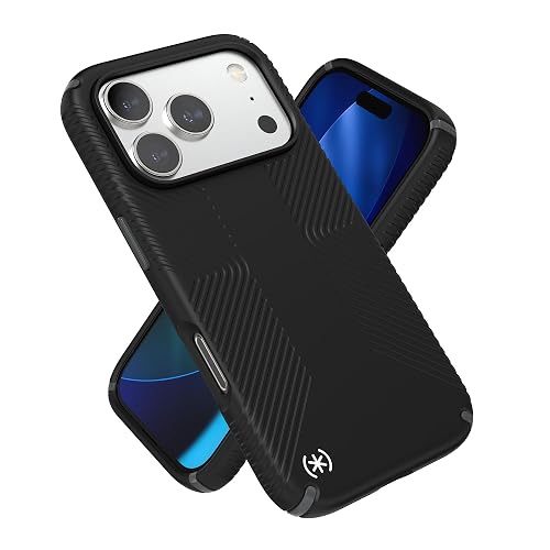 Speck PRESIDIO2 Grip for iPhone 17 Pro Case, MagSafe-Compatible, Slim Protective Case, Black/Slate Grey/White