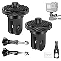 NEEWER Action Camera Tripod Mount Adapter with 1/4"-20 Screw Aluminum Alloy Accessories Compatible with Insta360 X5 X4 X3 GoPro Hero 13 12 DJI Osmo