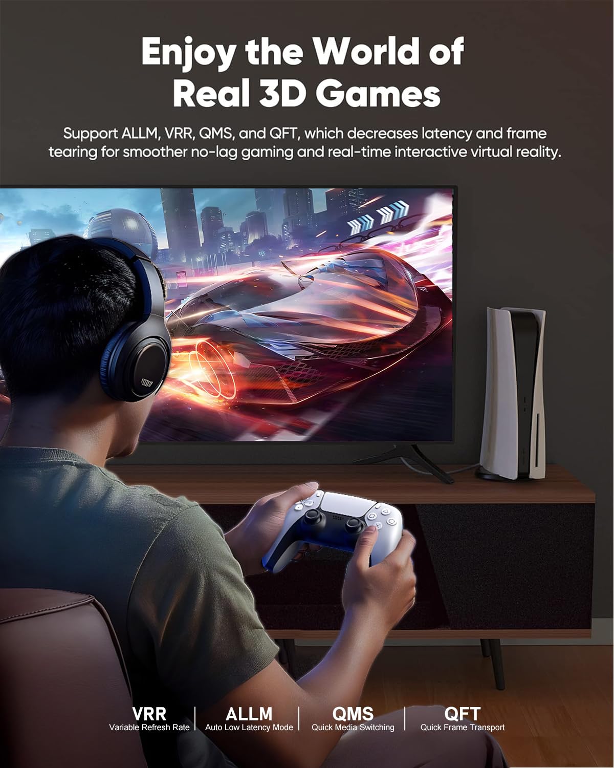 ConnBull 16K 10K 8K HDMI 2.2 Cable 96Gbps 6.6FT/2M, Ultra High Speed HDMI Braided Cord Support 4K@480Hz 8K@240Hz, HDCP 2.2&2.3, Dynamic HDR