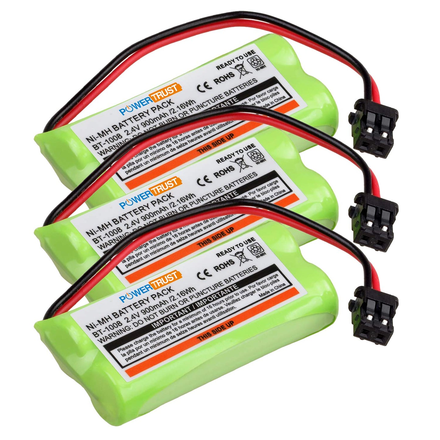 PowerTrust 3Pack Ni-MH Cordless Phone Battery for Uniden BT-1008 BT-1016 BT-1021 BT-1025 BT1021 BT1025 CPH-515B