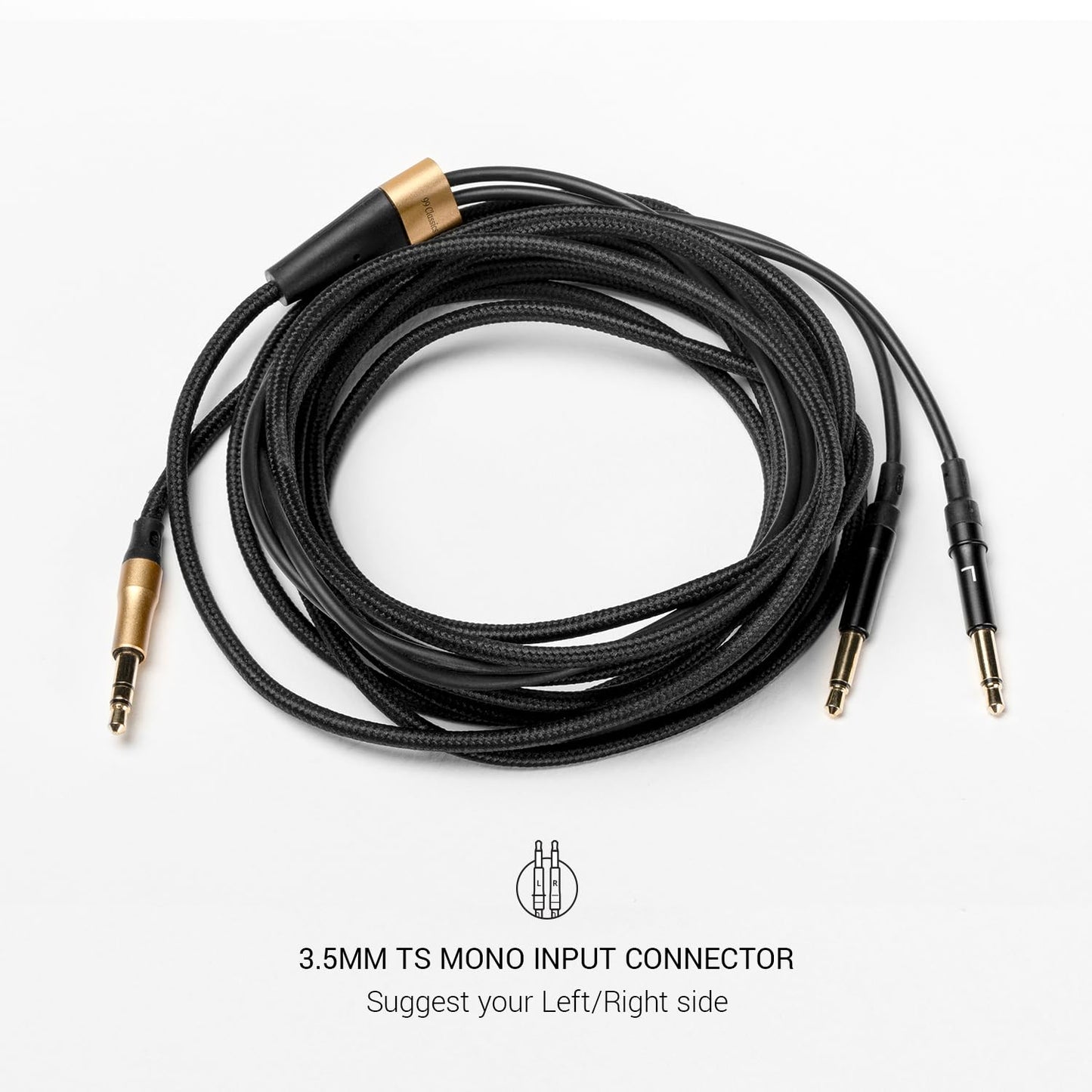 MEZE AUDIO | 3m Cable for 99 Classics Walnut Gold | 3.5mm Male to Dual TS Mono 3.5mm Male Connector Plug | Kevlar Reinforced Fabric | Oxygen-Free…