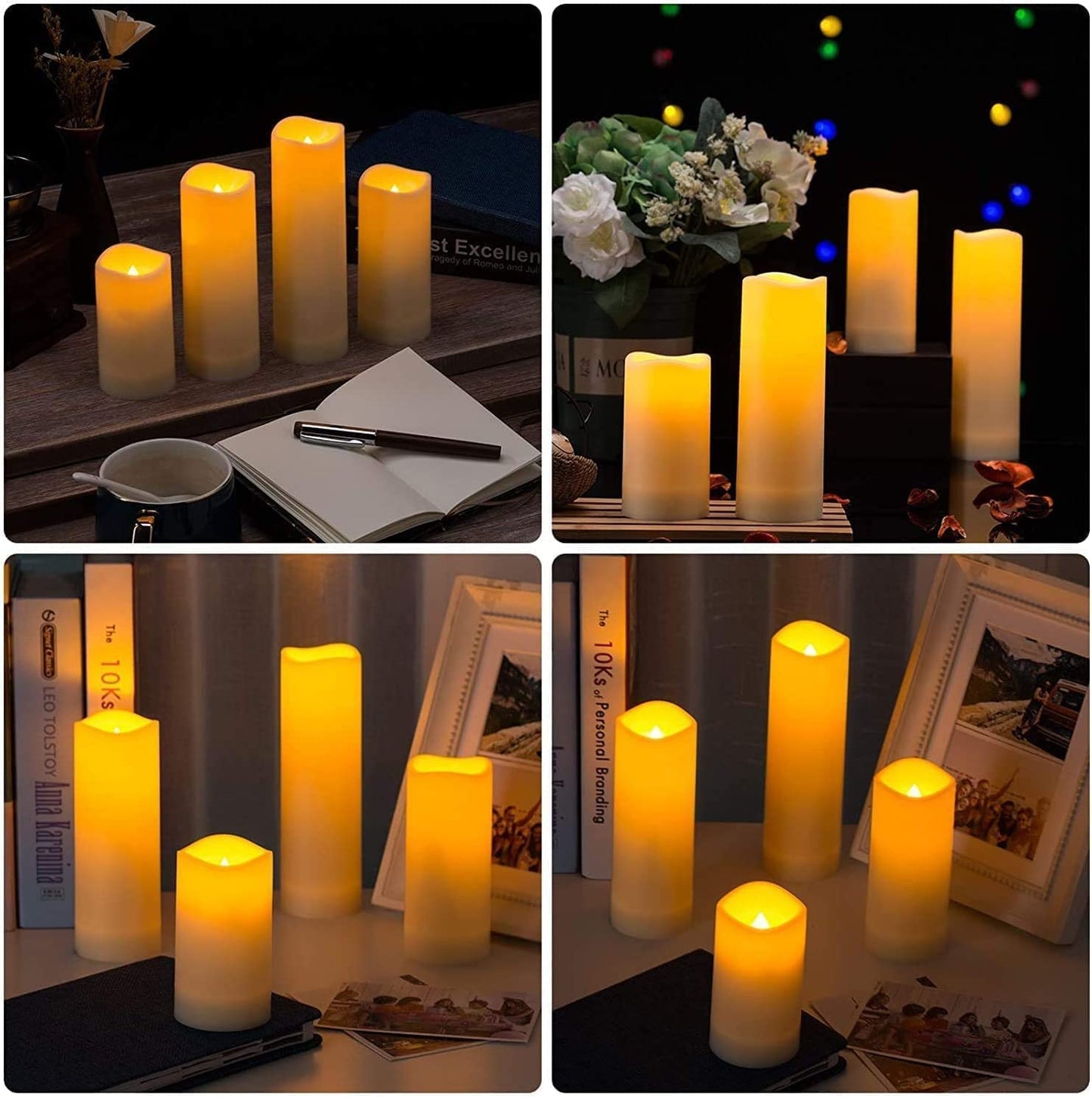 Aamdkcyu Flameless Candles with Remote & 2/4/6/8H Timers, Outdoor Indoor Waterproof Remote Candles Battery Operated, Electric Led Candles 12pcs