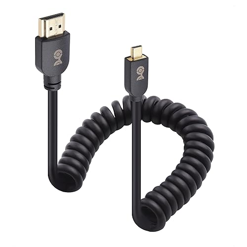 Cable Matters 48Gbps 8K Micro HDMI Coiled Cable 1-3ft with 8K@60Hz, 4K@240Hz and HDR Support, Micro HDMI Cable Coiled for Laptops, Cameras, DSLRs