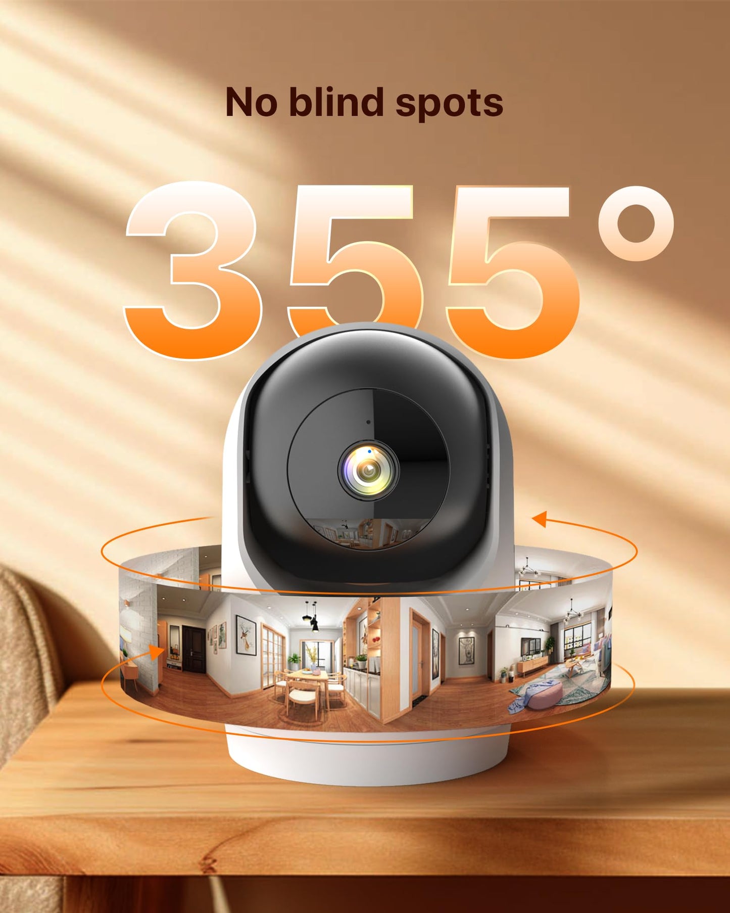 Tenda 2K Indoor Security Camera for Baby Monitor, WiFi 6 Pet/Dog Camera for Home Security, 360° Pan/Tilt, 2-Way Audio, Motion Detection, Night Vision