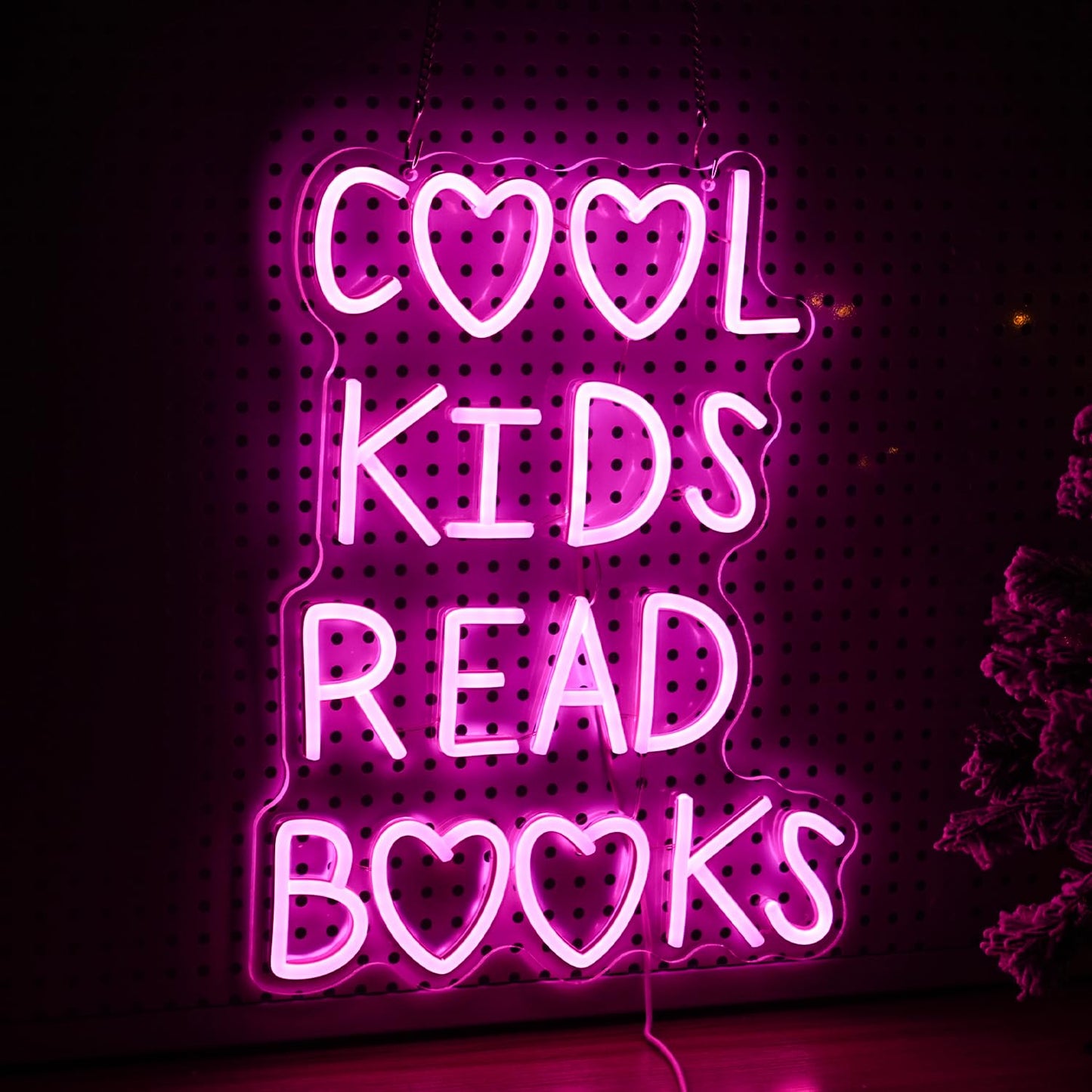 Cool Kids Read Books Neon Sign Dimmable USB Powered Classroom Neon Light for Wall Decor Pink Led Read Books Light Up Sign for Kids Room Reading Room