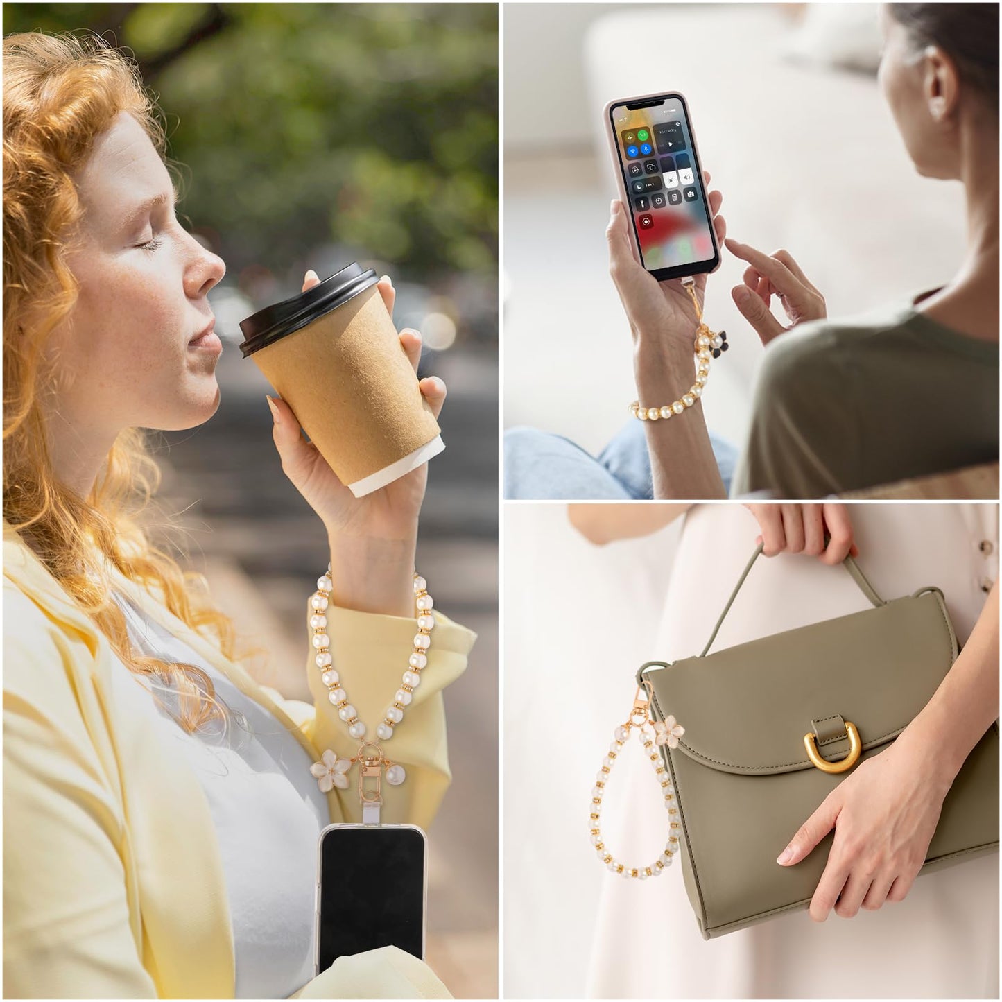 Fancy Beaded Cell Phone Wrist Strap, Hands-Free Cute Wristlet Chain Bracelet, Detachable Lanyard for iPhone, Samsung and Most Smartphones - Anti-Lost