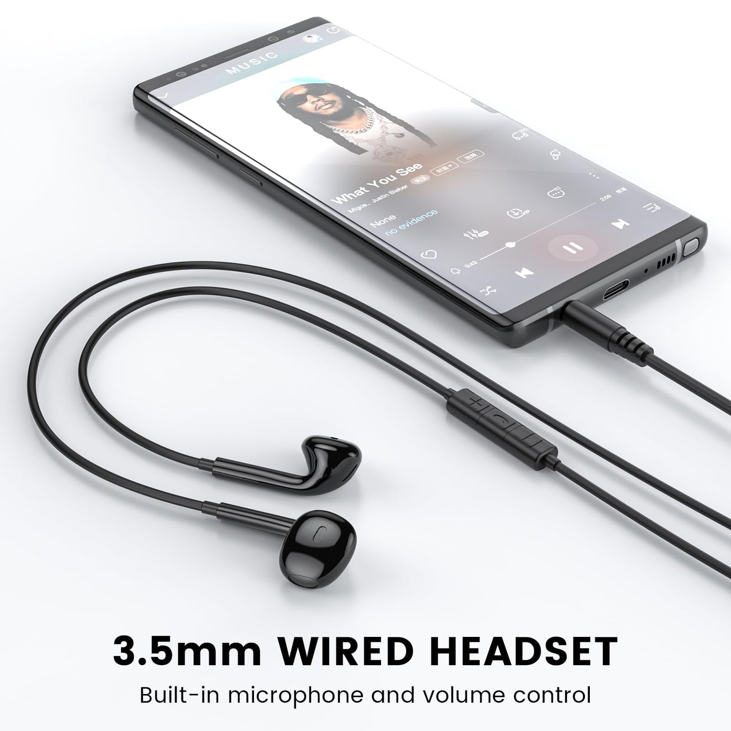 MOSWAG Wired Earbuds with Microphone, 3.5mm Jack in Ear Headphones with Microphone Suitable for Smartphones, Computers, Laptops, IPads, MP3 Players