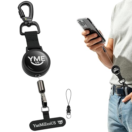 YueMiEcoUS Anti-Theft Phone Lanyard, Retractable Phone Tether,Phone Strap,Triangle Locking Carabiner Clip and Universal Phone Anchor