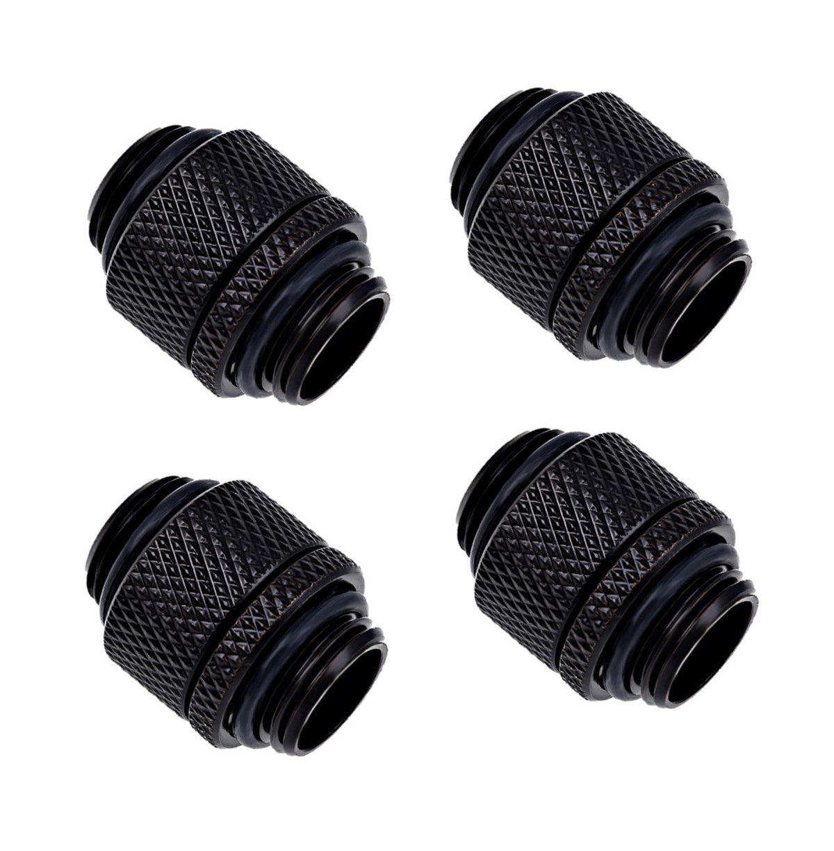 Alphacool Eiszapfen G1/4" Male to Male 10mm Extender Fitting, Rotary, Deep Black, 4-Pack