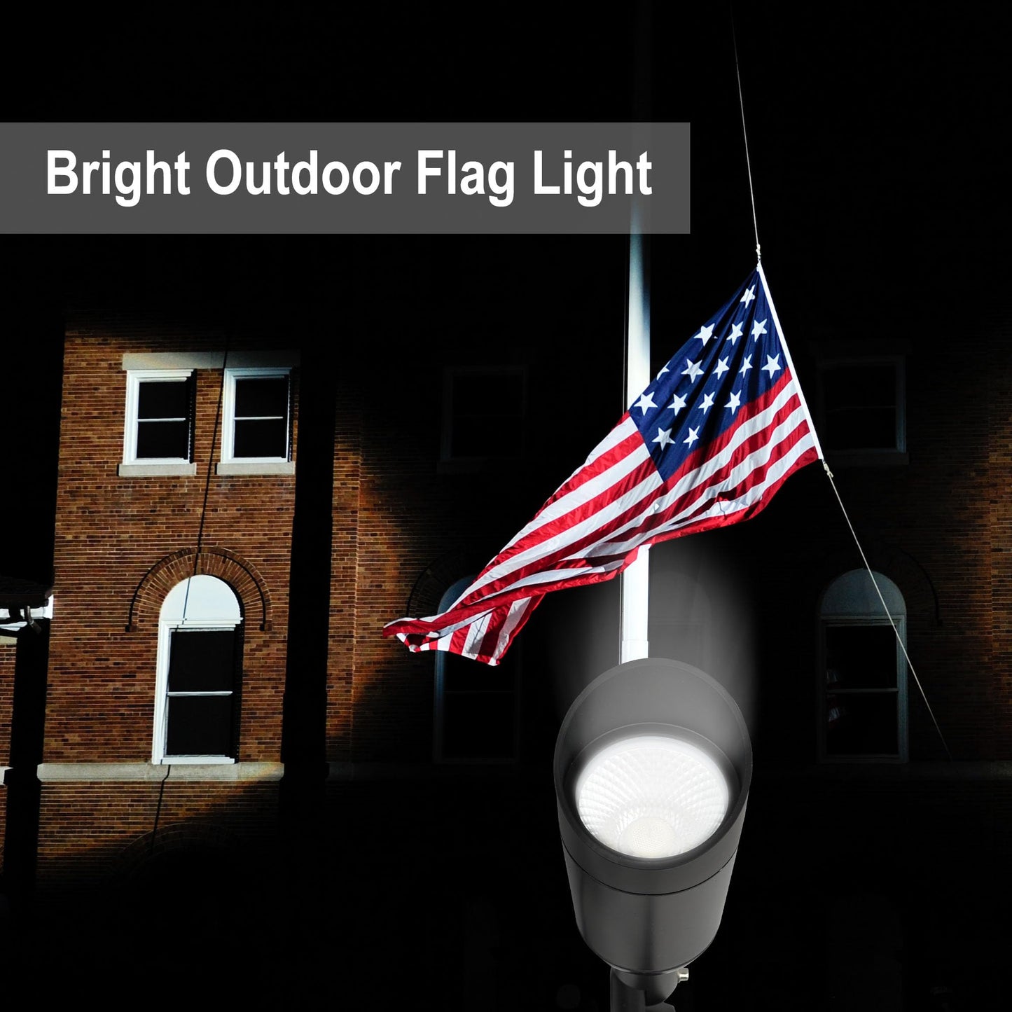 J.LUMI 15W Outdoor LED Spotlight with Stake, Plug-in 120V, IP65 Waterproof, 5000K Daylight, 1350 Lumens, 60° Beam, 4-ft Cord, Flag, Tree, Garden