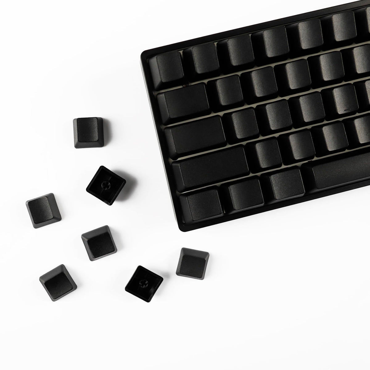 YMDK Blank Thick PBT OEM Profile 61 ANSI Keycaps for MX Switches Mechanical Keyboard (Black)(Only Keycap)