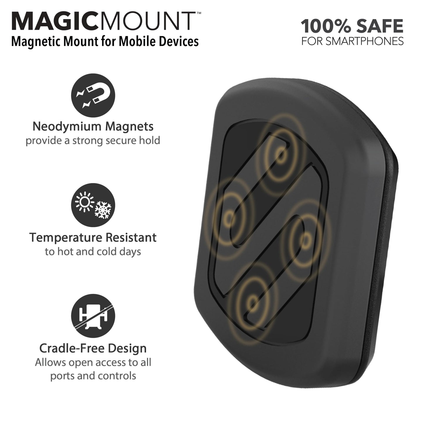 Scosche MAGFMB MagicMount Magnetic Car Phone Holder - Strong Magnet Mount for iPhone/Android - Secure Magnetic Cell Phone Mount for Flat Surfaces