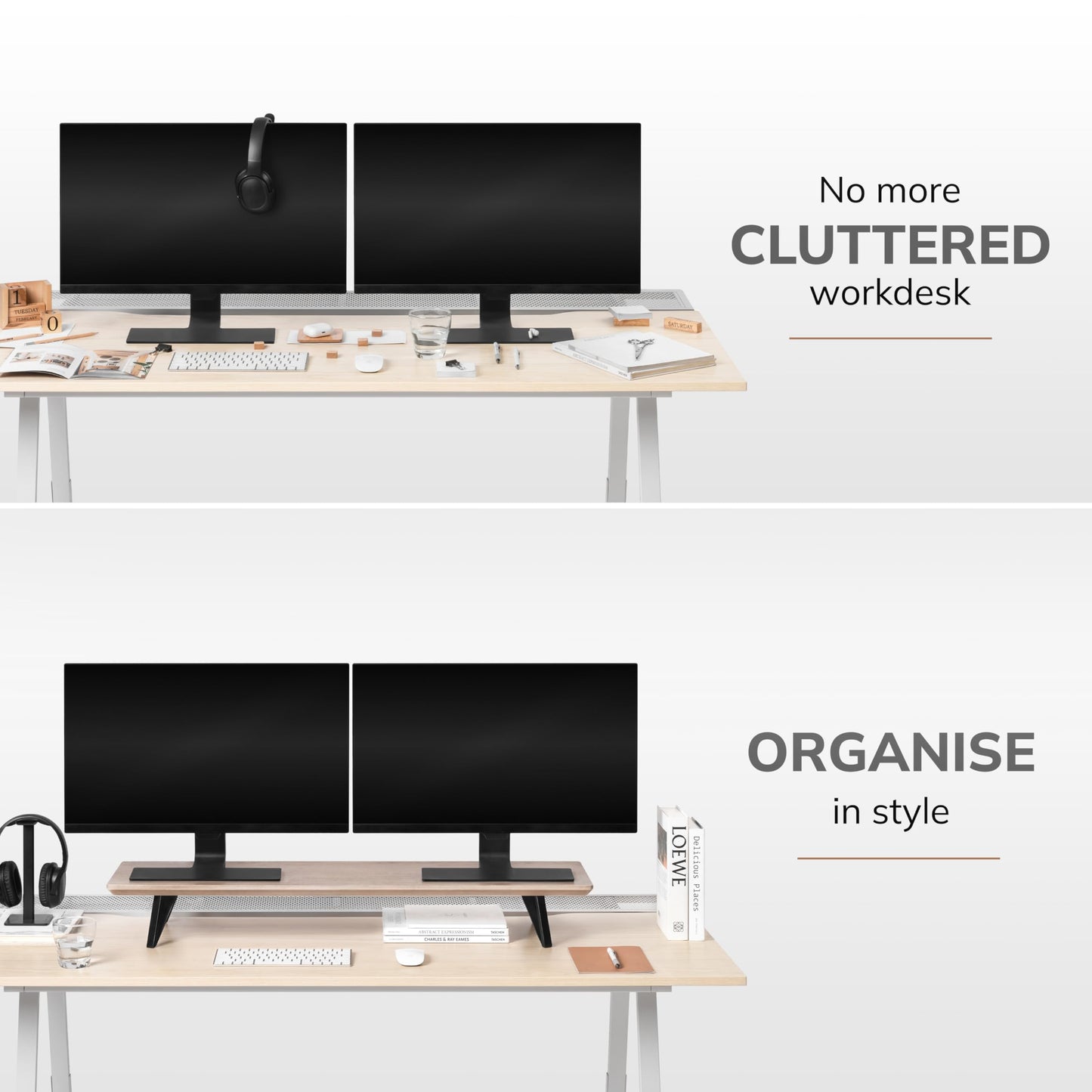 Anji Mountain Monitor Stand - Desktop Organizer & Laptop Riser, Ergonomic Monitor Riser, Space-Saving Monitor Stand for Desk, Durable Construction
