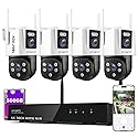 xmartO 4 Dual-Lens Wireless Camera Kit, 8-View WiFi6 Mesh Long Range Security System, 16CH 4K Dual Band NVR, 4MP 180° Static FOV & 360°PTZ AI