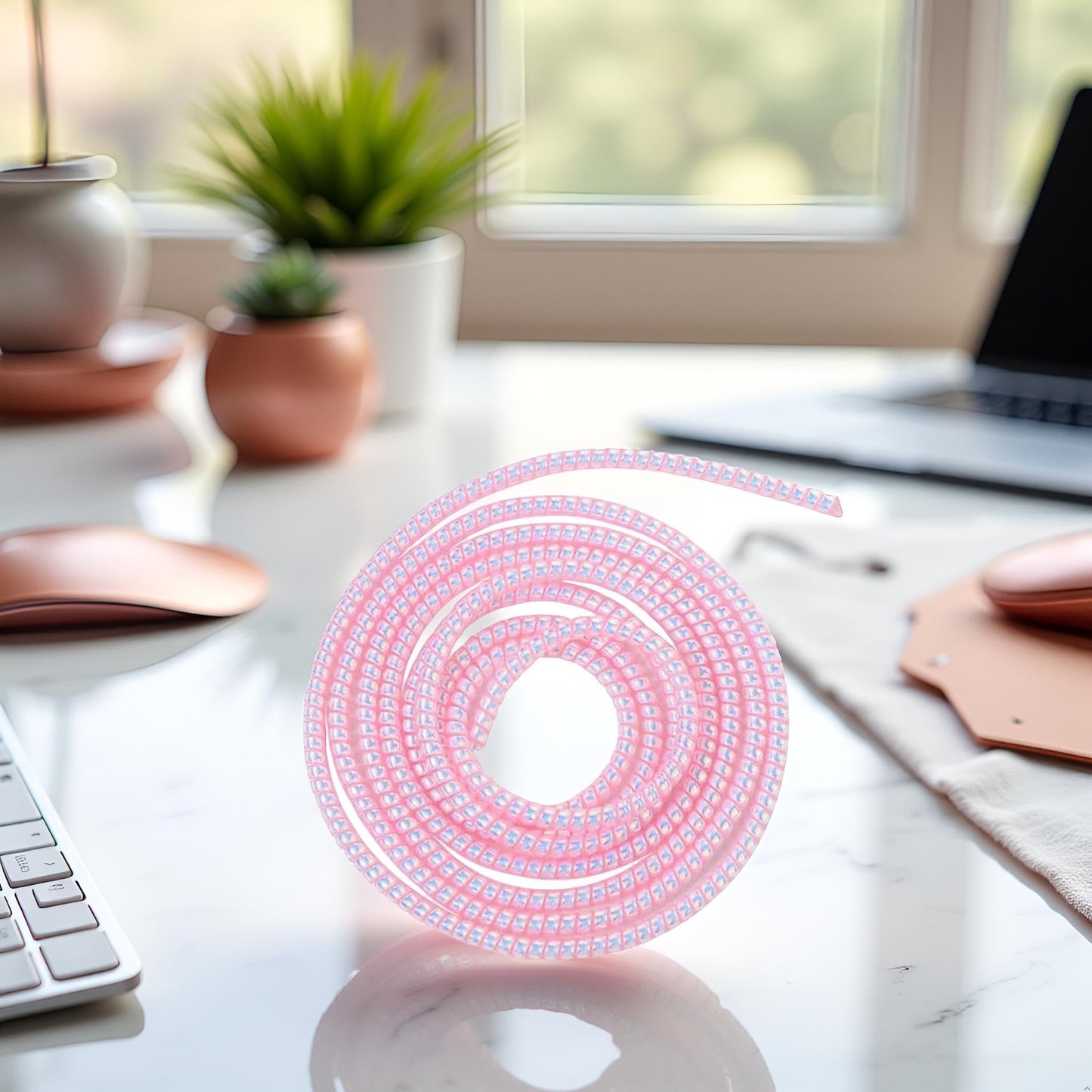 Cable Protector Animal Proof Wire Repair, Pink Cord Protector for Pets Headphone Saver Spiral Cable Wrap Strain Relief, Cord Sleeve for Phone Cable