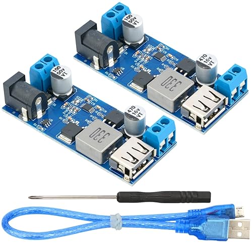 MTDELE 2Pcs 5V Buck Converter 5A DC 9V 12V 24V to DC 5V 9-36V to USB 5V Transformer Dual Output Voltage Regulator Board Module