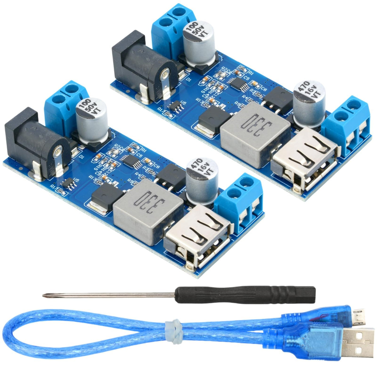 MTDELE 2Pcs 5V Buck Converter 5A DC 9V 12V 24V to DC 5V 9-36V to USB 5V Transformer Dual Output Voltage Regulator Board Module