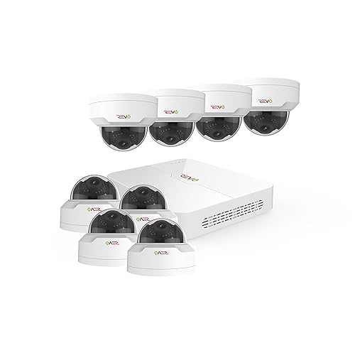 Revo America Ultra 8Ch. 2TB HDD 4K IP NVR Security System - Fixed Lens 8 x 4MP Mini Vadal Dome IP Cameras - Remote Access via Smart Phone, Tablet, PC