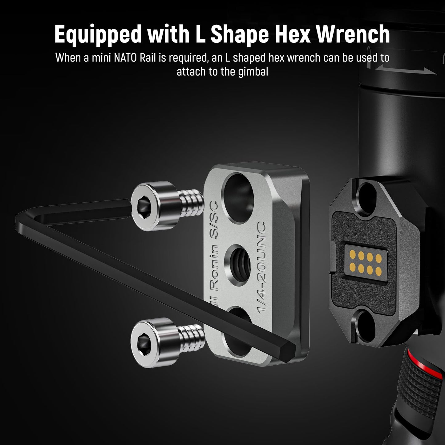 NEEWER NATO Monitor Mount for RS Gimbal, 360° Rotatable Field Monitor Holder with NATO Clamp Cold Shoe 1/4" Threads Compatible with DJI RS5 RS4 RS4