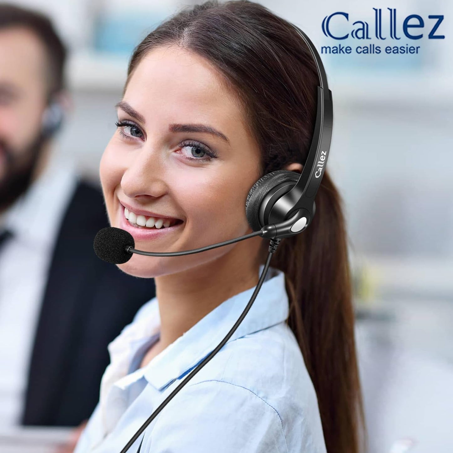 Callez RJ9 Phone Headset with Noise Cancelling Mic & Mute Switch, Corded Telephone Headset for Cisco 8851 8845 8841 8811 7965 7962 7945 7941 7841 7821
