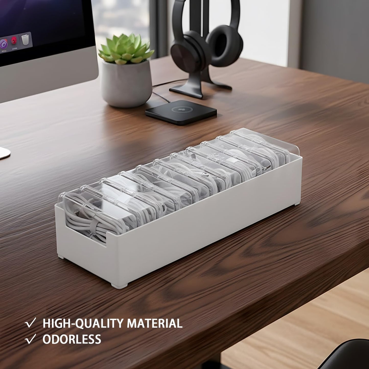 11 Case Cable Storage Box with Cable Straps and Label Stickers, Cord Organizer for Charging Cables, USB Wires, Earphones - Travel Cable Holder for