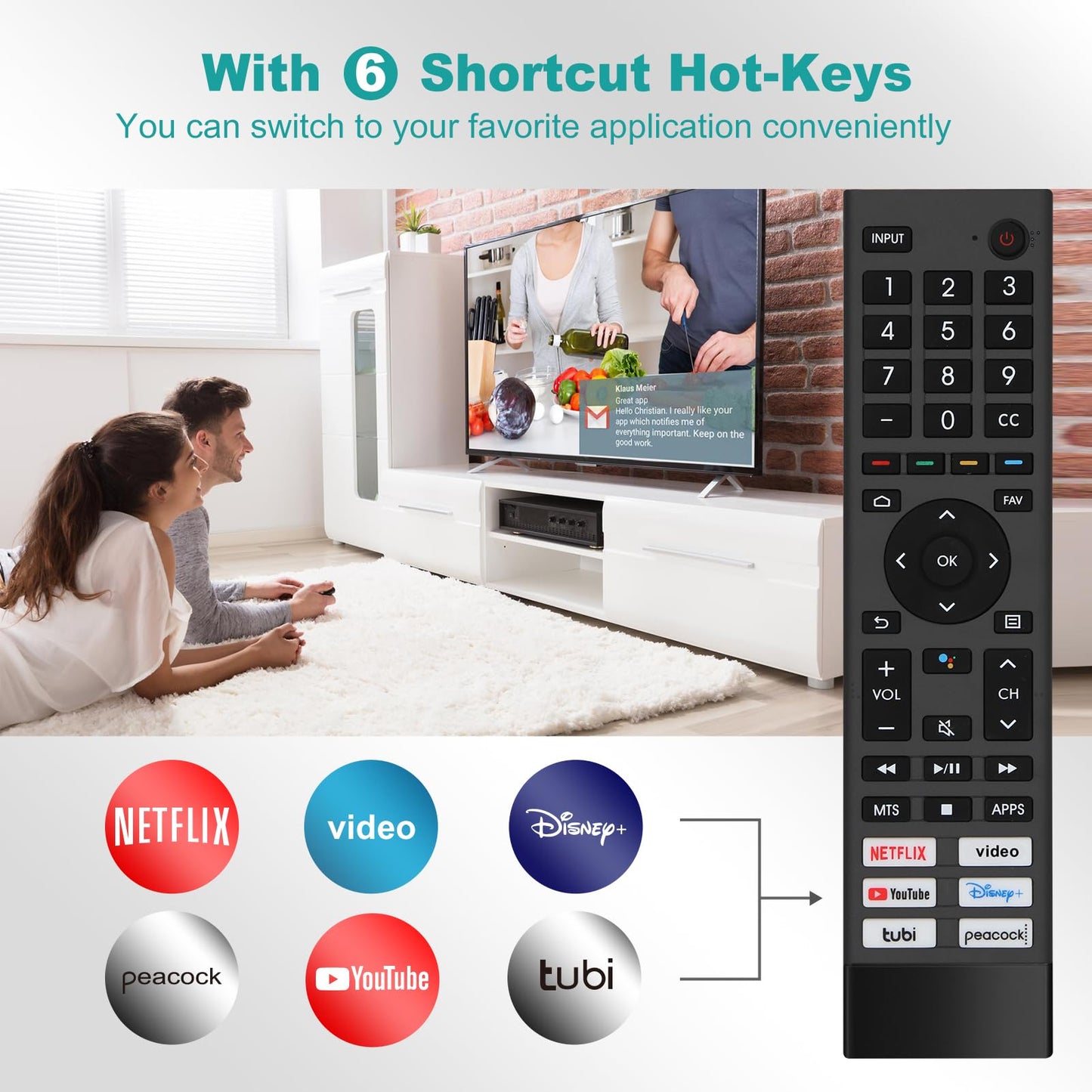 for Hisense Tv Remote Replacement,Universal Remote Control for Hisense Android Smart TV?No Voice?, No Pairing Needed-Not for Hisense Fire & Roku TV