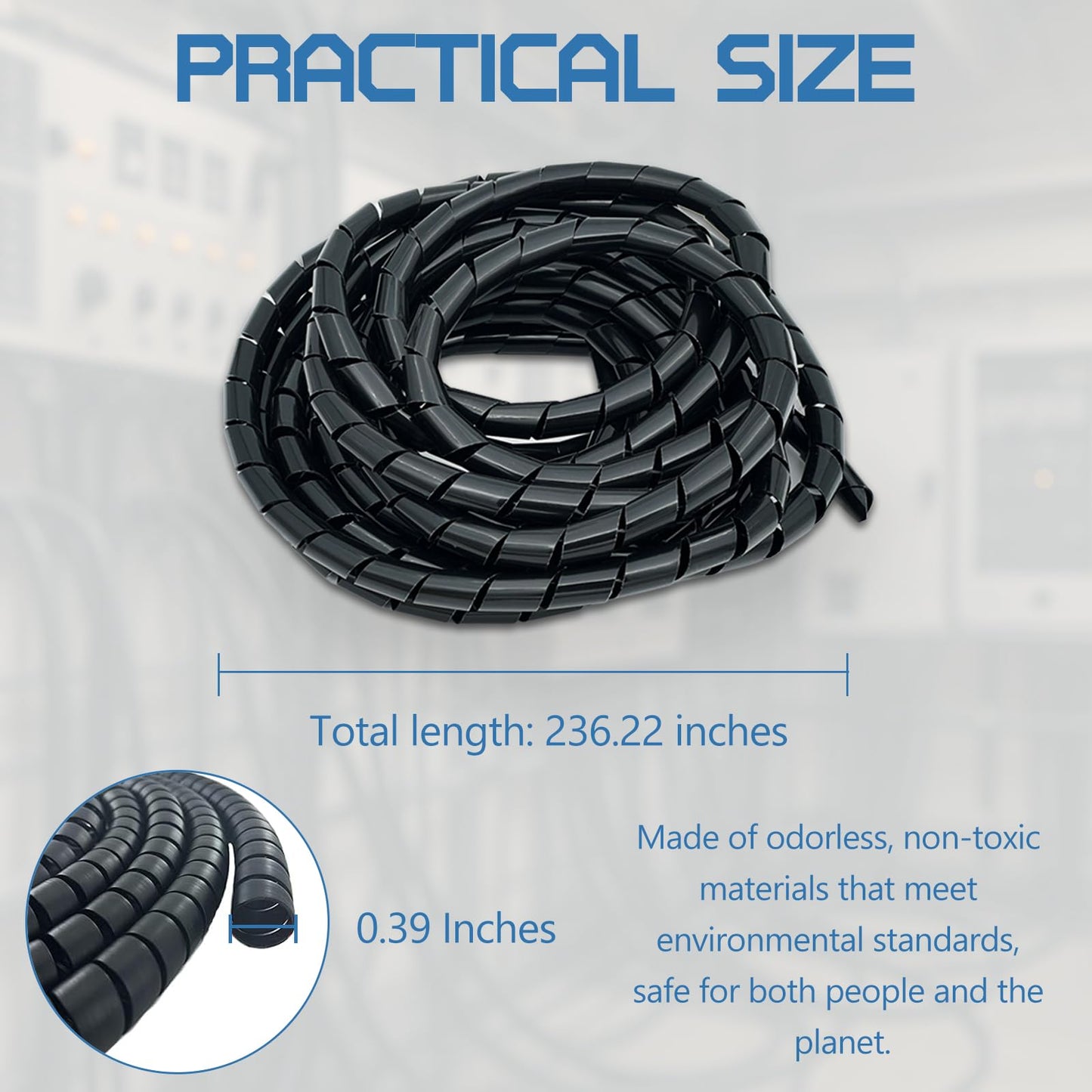Brvlsoc Spiral Cable Wrap - 20 Ft Durable PE Cord Sleeve for Computer, TV, and Electrical Wire Organization