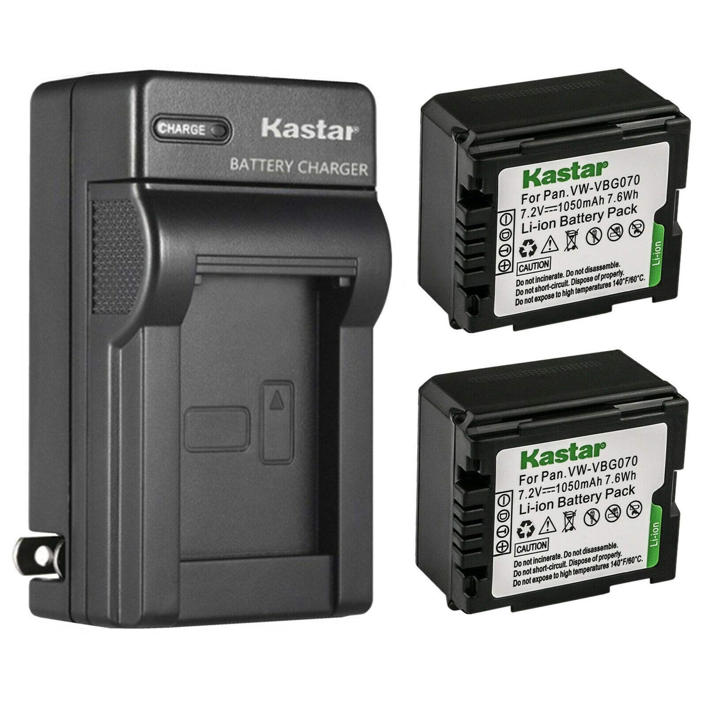 Kastar 2-Pack Battery and AC Wall Charger Replacement for Panasonic HDC-SD1, HDC-SD1-S, HDC-SD3, HDC-SD5, HDC-SD5EG-K, HDC-SD5EG-S, HDC-SD5GC-K