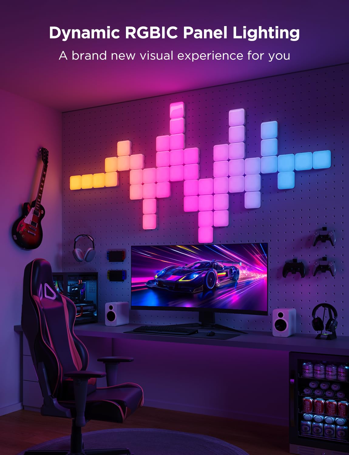 Govee Mini Panel Lights, RGBIC Wall Lights, Smart LED Wall Panels, Works with Matter, Alexa, Google Assistant, Sync with Music, DIY Gaming Light