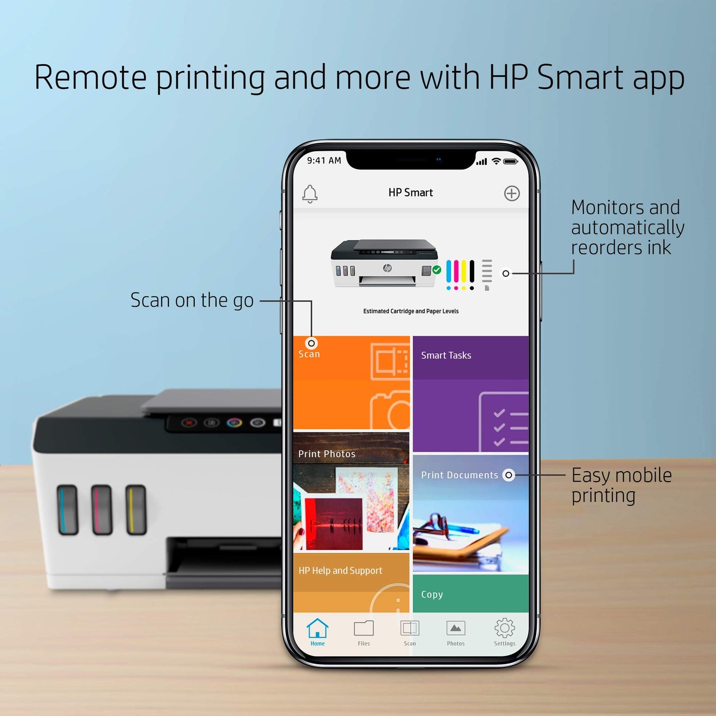 HP Smart-Tank Plus 551 Wireless All-in-One Ink-Tank Printer | up to 2 Years of Ink in Bottles | Mobile Remote Print, Scan, Copy (6HF11A) (Renewed)