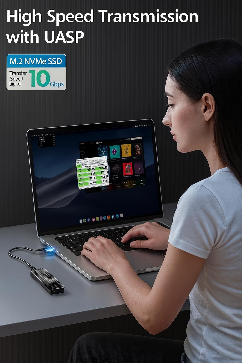 WORLDWIDETRADERS M.2 NVMe SSD Enclosure, USB-C USB 3.1 Gen 2 (10 Gbps) PCIe External Adapter NVMe Case for 2230/2242/2260/2280 M.2 SSD up to 8TB, UASP