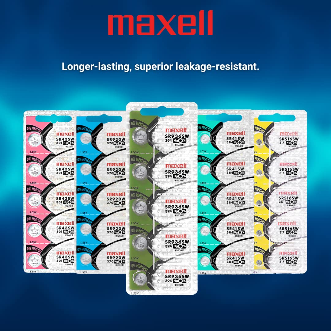 Maxell Watch Battery Button Cell SR936SW 394 Pack of 5 Batteries