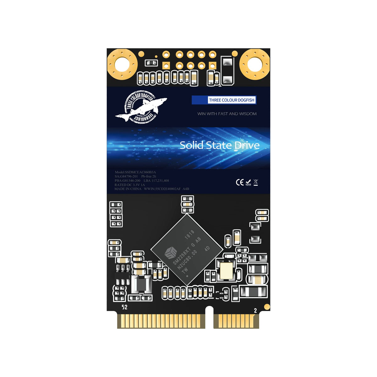 SSD mSATA 64GB Dogfish Internal Solid State Drive High Performance Hard Drive for Desktop Laptop SATA III 6Gb/s Mini ssd (64GB Msata)